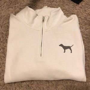 Half zip, cream and grey pull over PINK hoodie